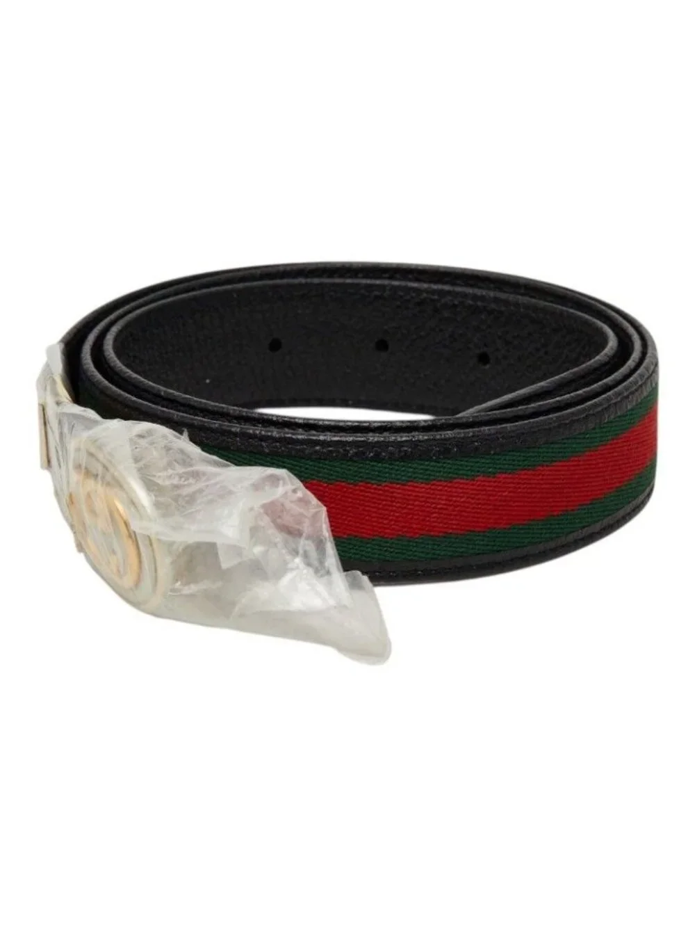 Gucci Sherry Line GG Logo Buckle Belt Black Green Red Leather